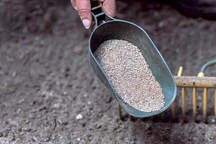 Applying fertiliser before planting. Credit:Tim Sandall/RHS The Garden.