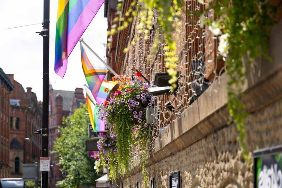 Pride flags in Manchester