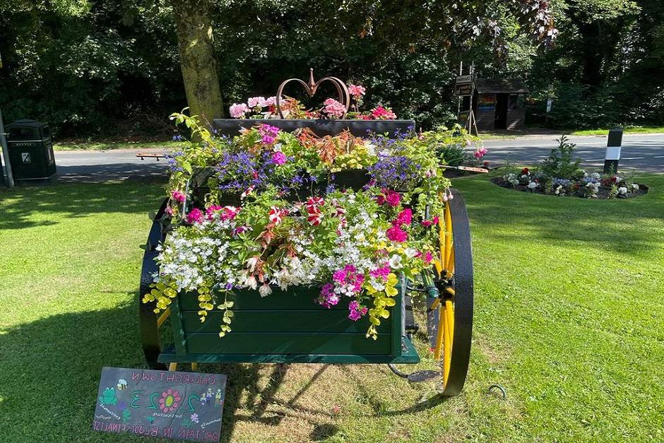 Churchtown in Bloom’s cart filled with eye-catching planting