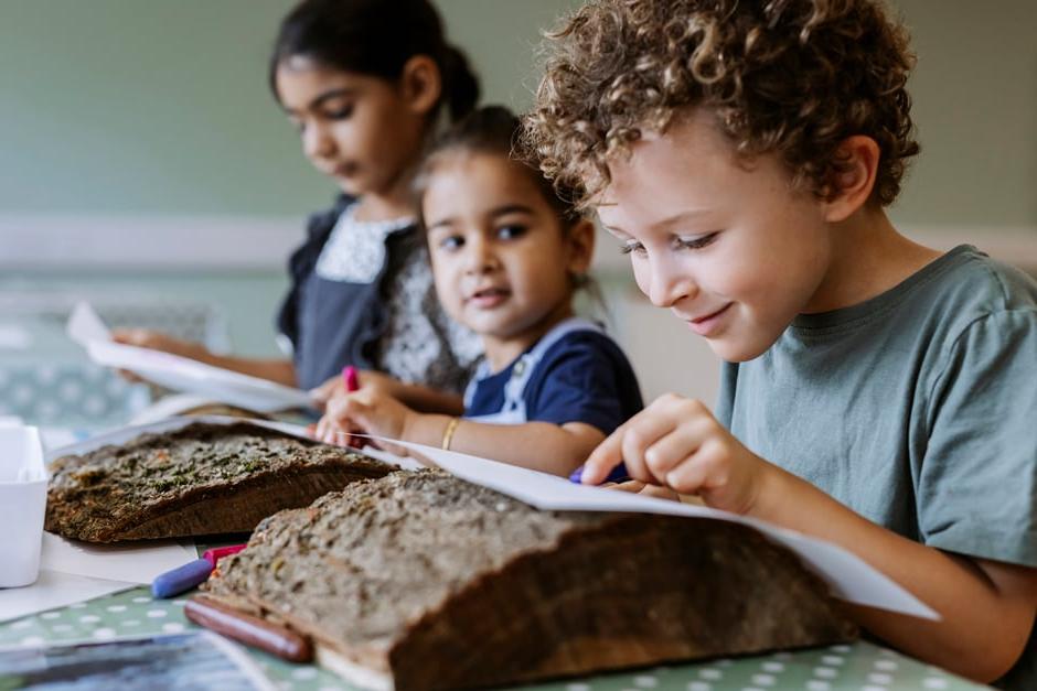 Children do woodland crafts