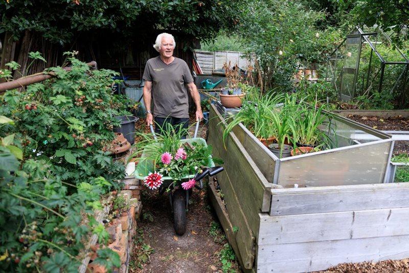 Allow space to push a wheelbarrow on paths