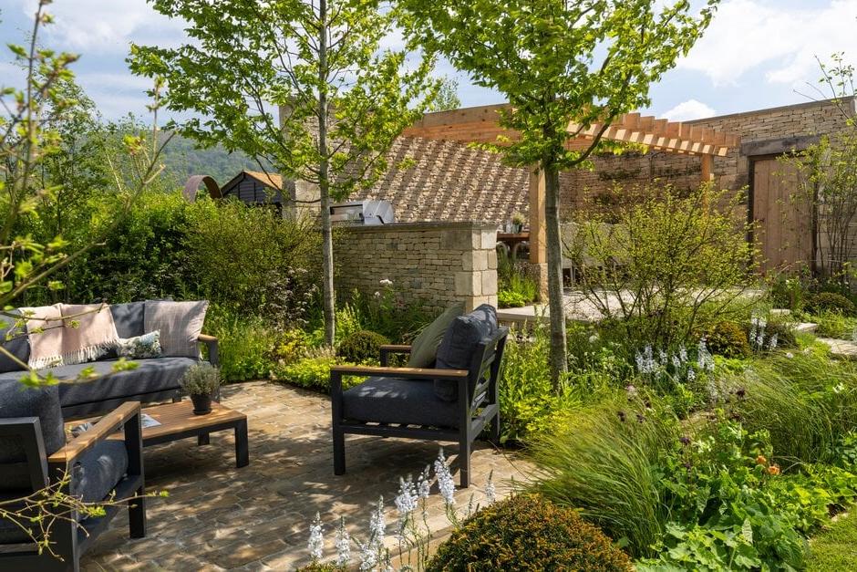 Two seating areas in The Cotswold Garden