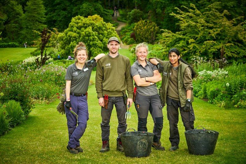 Apprentice gardeners working in the gardens