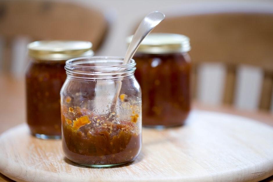 Jars of tomato chutney