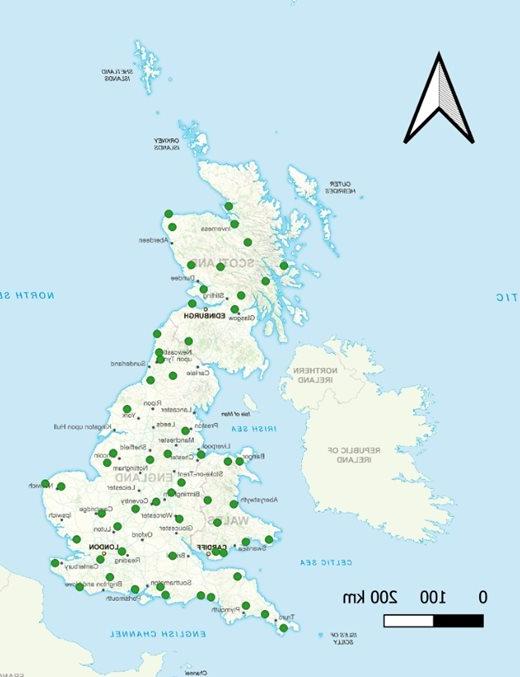 Map showing where sampling of slugs is taking place